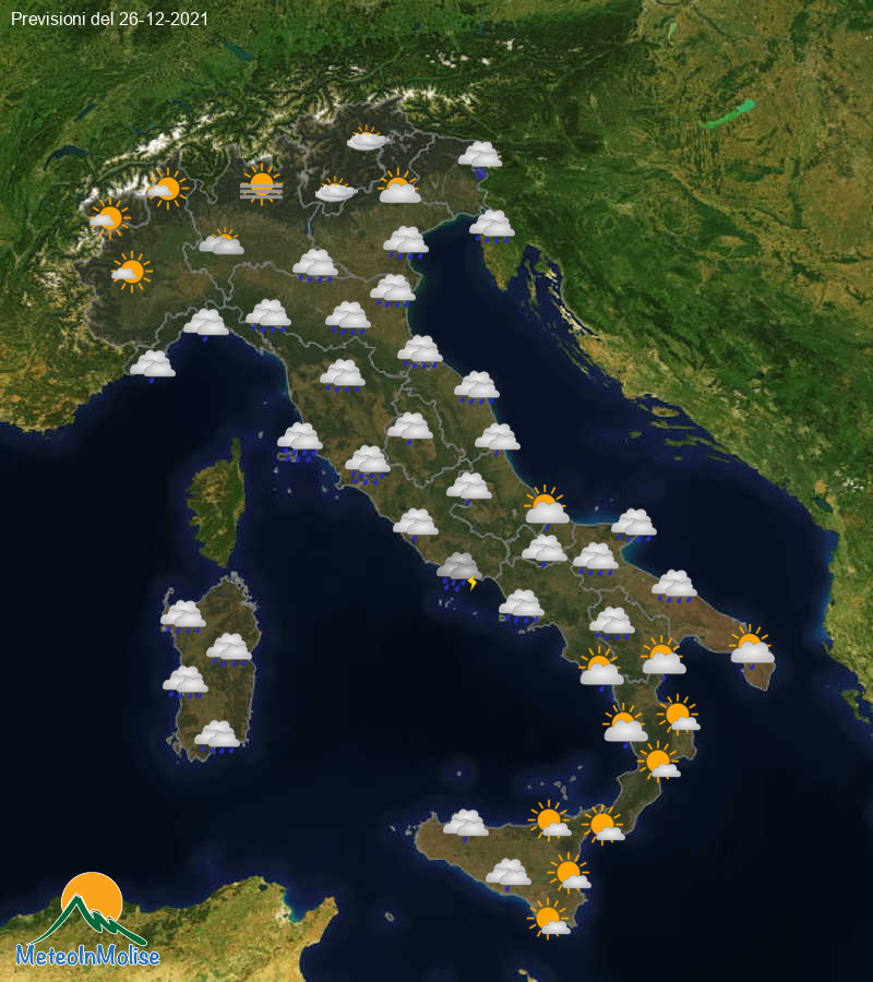 Previsioni Meteo Italia 26/12/2021