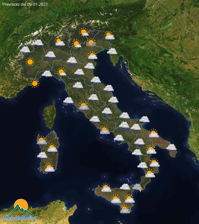 Previsioni Meteo Italia 09/01/2022