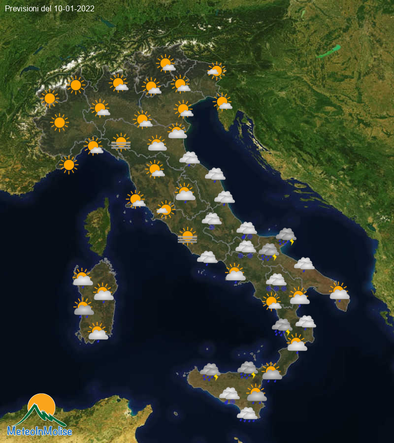 Previsioni Meteo Italia 10/01/2022