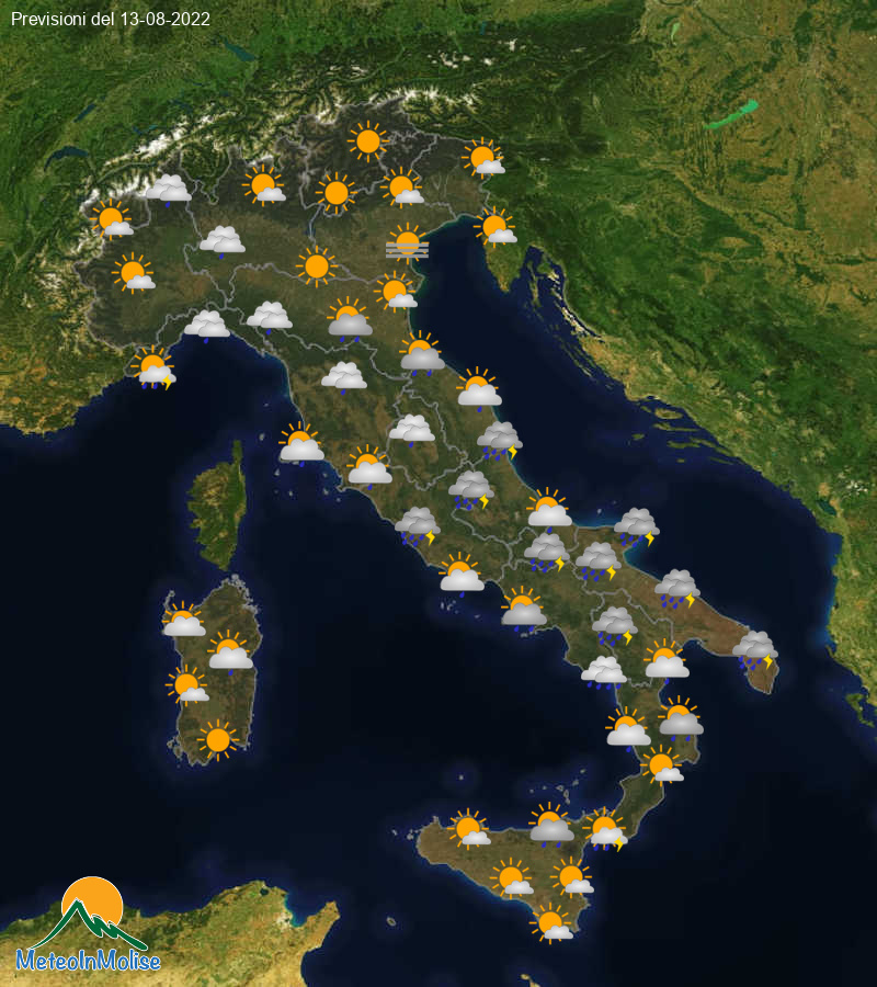 Previsioni Meteo Italia 13/08/2022