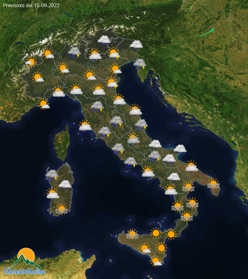 Previsioni Meteo Italia 15/09/2022
