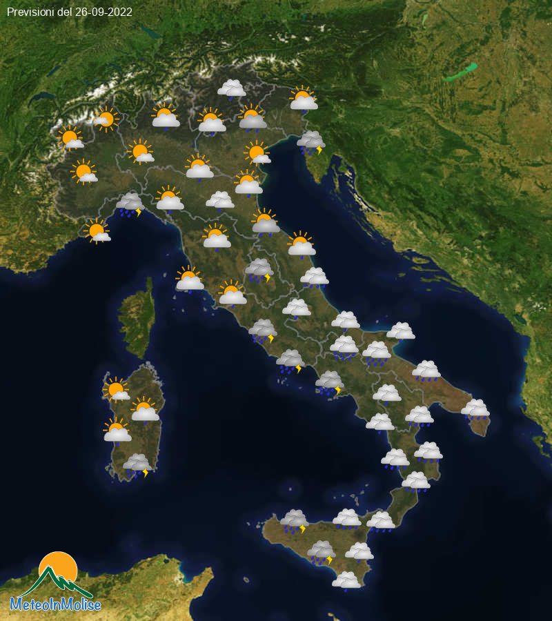 Previsioni Meteo Italia 26/09/2022