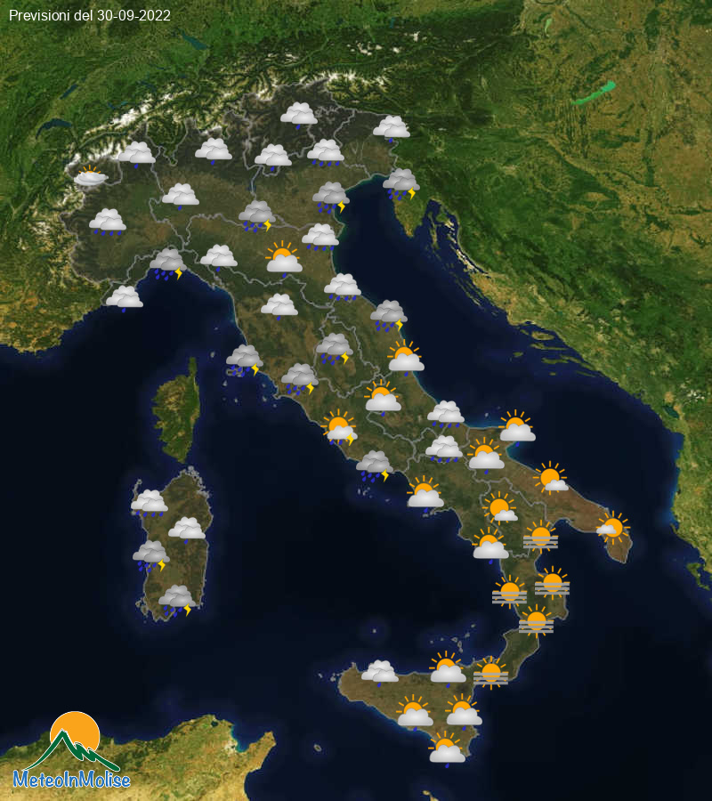Previsioni Meteo Italia 30/09/2022