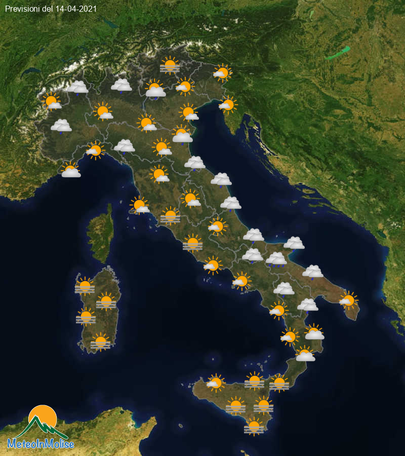 Previsioni Meteo Italia 14/04/2021