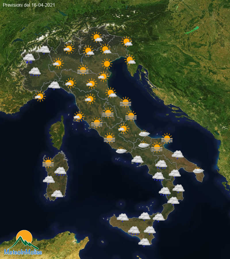 Previsioni Meteo Italia 16/04/2021