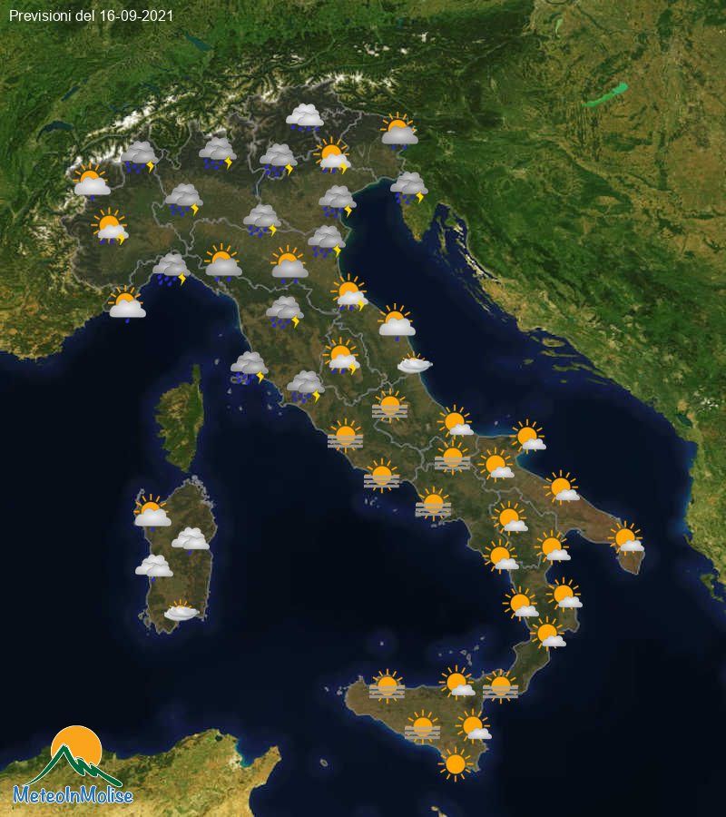 Previsioni Meteo Italia 16/09/2021