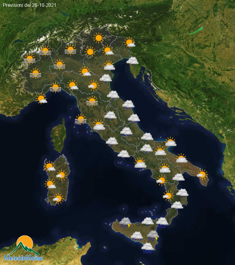 Previsioni Meteo Italia 26/10/2021