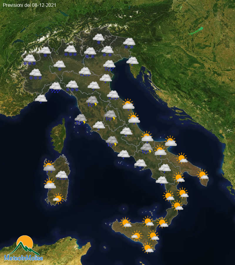 Previsioni Meteo Italia 08/12/2021