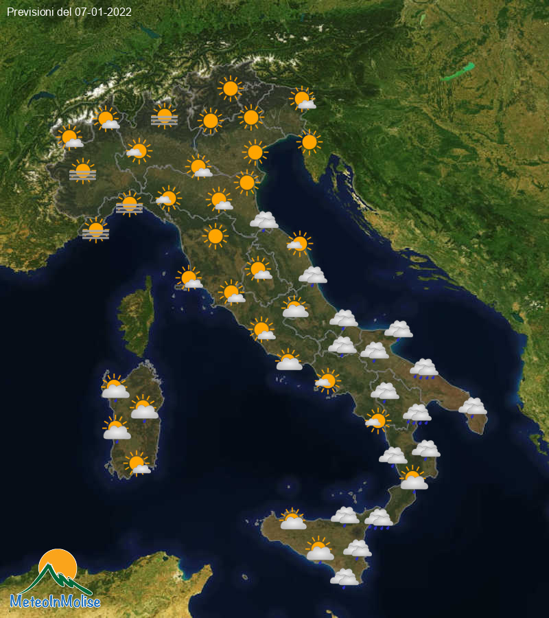 Previsioni Meteo Italia 07/01/2022
