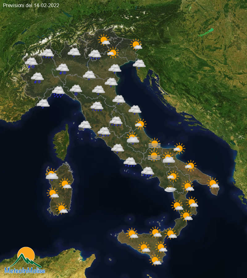 Previsioni Meteo Italia 14/02/2022