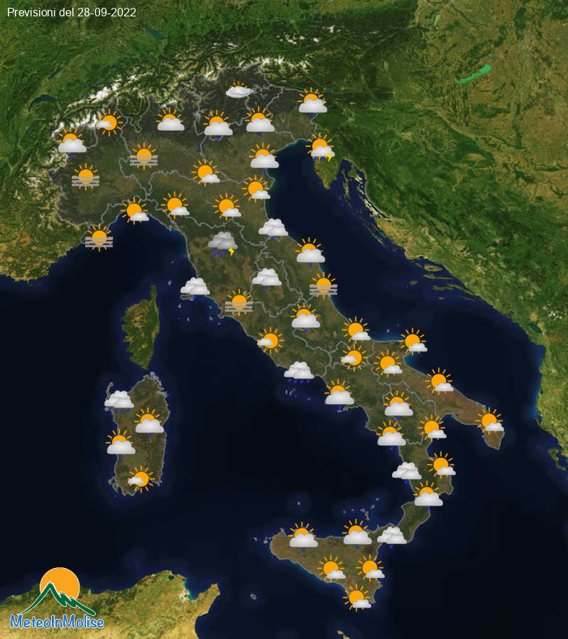 Previsioni Meteo Italia 28/09/2022